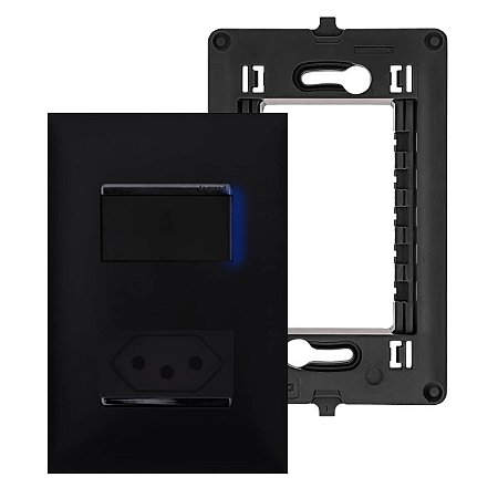 Kit Completo Tomada 10A Com Fundo Móvel e Interruptor Simples com LED Legrand PIAL Plus+