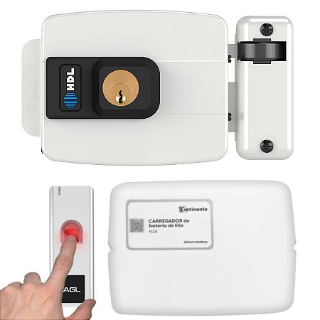 Kit Fechadura com Leitor de Biometria AGL + Bateria de Respaldo