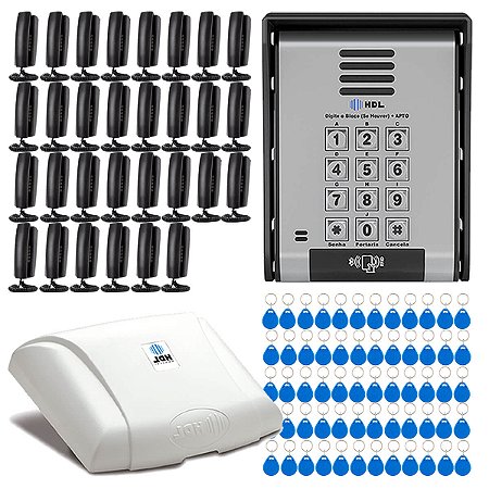 Interfone Coletivo Hdl 30 Pontos Para Condomínio De Apartamentos Casas Controle De Acesso Cartão Senha Chaveiro Tag Rfid