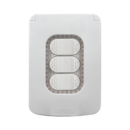 Kit Completo 3 Interruptor Simples para Área Externa Placa com Membrana de Borracha IP44 Legrand