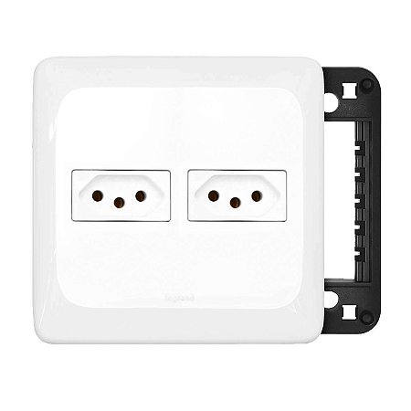 Kit Completo Tomada Dupla 10A com Placa e Suporte 4x4 Legrand PIAL Pop