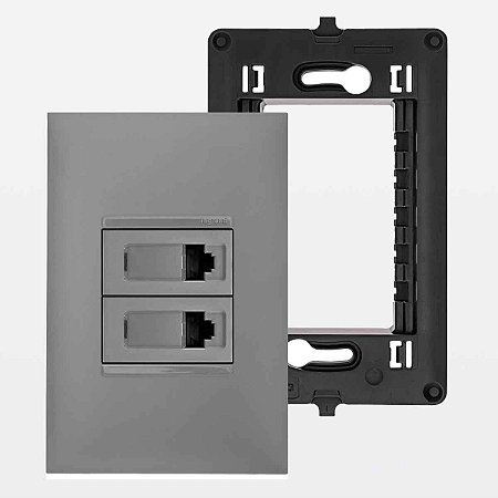 Kit Completo Tomada de Rede RJ45 Cat5e Cinza PIAL Plus+ Legrand