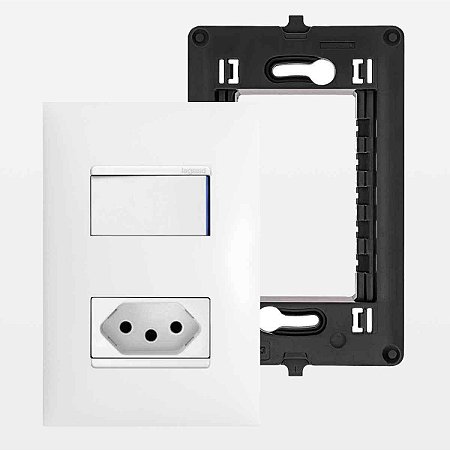 Conjunto Completo Interruptor Simples com Tomada 20A PIAL Plus+ Legrand 615073BC