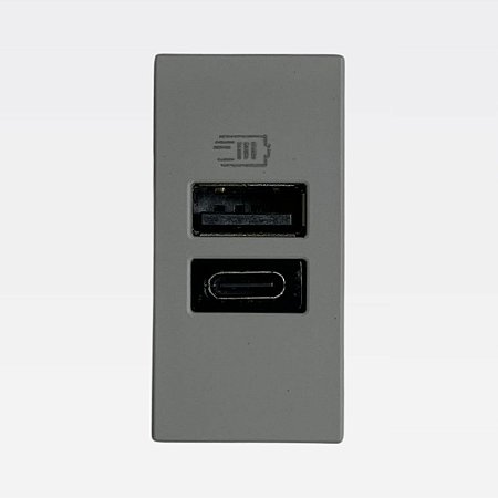 Módulo Carregador USB Tipo C+A Cinza 15W MatixGo JG4191A