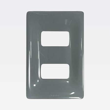 Placa 2 Postos 4x2 Cinza Brilhante Zeffia Legrand 680182CZ