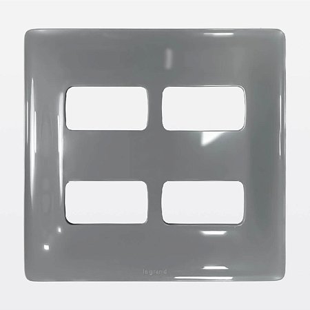 Placa 2+2 Postos Separados 4x4 Cinza Zeffia Legrand 680175CZ