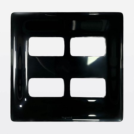 Placa 2+2 Postos Separados 4x4 Preta Legrand Zeffia 680175PT