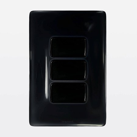 Conjunto 4x2 Placa + 3 Interruptores Simples Preto Zeffia Legrand 680102PT