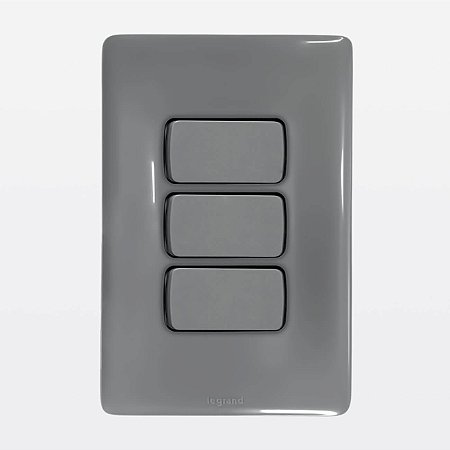 Conjunto 3 Interruptores Simples Cinza Zeffia Legrand 680102CZ