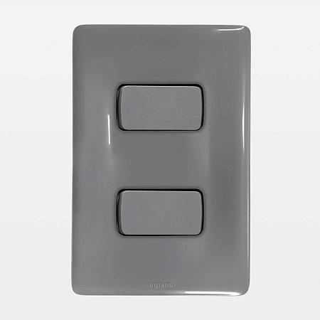Conjunto Placa 4x2 com 2 Interruptores Paralelos Cinza Zeffia Legrand 680106CZ