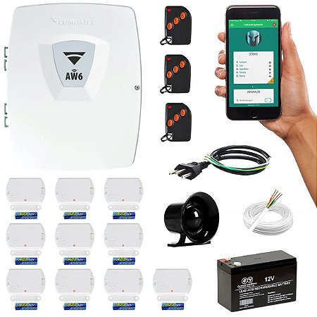 Kit Alarme Residencial Wifi 10 Sensores Porta/Janela Sem Fio +App