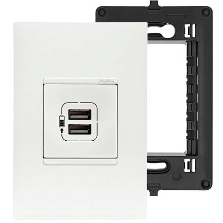 Tomada USB Parede Pial Plus+ Dupla 3000mA Conjunto 4x2 Legrand