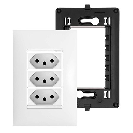 Kit Tomada 20A Tripla Pial Plus+ Legrand C/ Espelho Suporte Branca