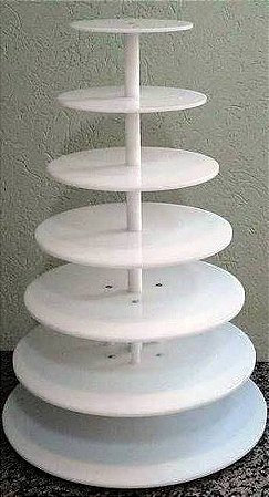 Torre para Cupcake com base de 50cm + andares de 45cm,40cm,35cm,30cm,25cm e 20cm  Com hastes de 11cm entre andares