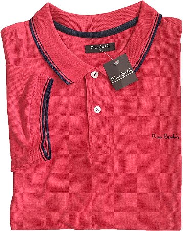 Camisa Polo Pierre Cardin Plus Size  (SEM BOLSO) - Manga Curta Com Punho - Malha Piquet - 100% Algodão - Ref. 70116 Vermelha