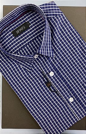 Camisa Dimarsi Tradicional Regular Fit - Com Bolso - Manga Curta - 100% Algodão - Ref. 9215az Xadrez
