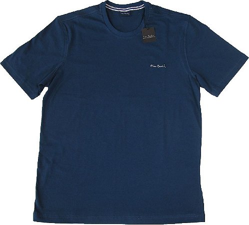 Camiseta Gola Careca Pierre Cardin - 100% Algodão - Ref 75044 Marinho