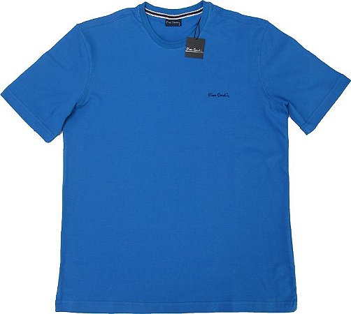 Camiseta Gola Careca Pierre Cardin - 100% Algodão - Ref 75044 Azul