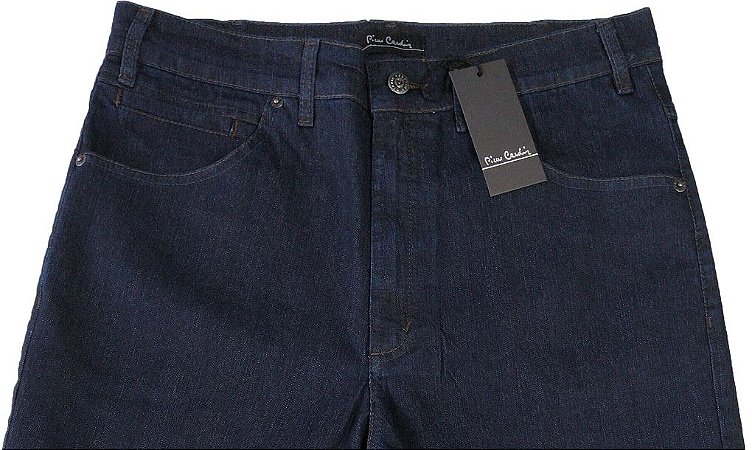 Calça Jeans Masculina Pierre Cardin Reta - Cintura Alta - Ref. 467P043 Azul - Algodão / Poliester / Elastano - Jeans Macio