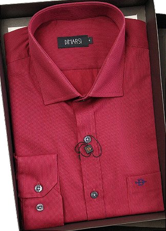 Camisa Dimarsi Com Bolso - Manga Longa  - 100% Algodão - Ref. 8252 vermelha