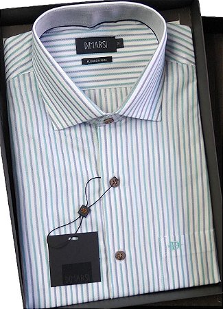 Camisa Dimarsi Tradicional Regular Fit - Com Bolso - Manga Curta - 100% Algodão - Ref. 8905VB