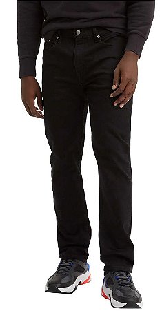 Calça Jeans Levis Masculina - Ref. 502-0001 Regular Taper Preta - Boca Fina - Algodão / Elastano