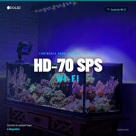 Luminária Doled Aquário Marinho HD-70 SPS Wi-Fi