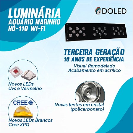 Luminária Doled Aquário Marinho HD-110 Wi-Fi