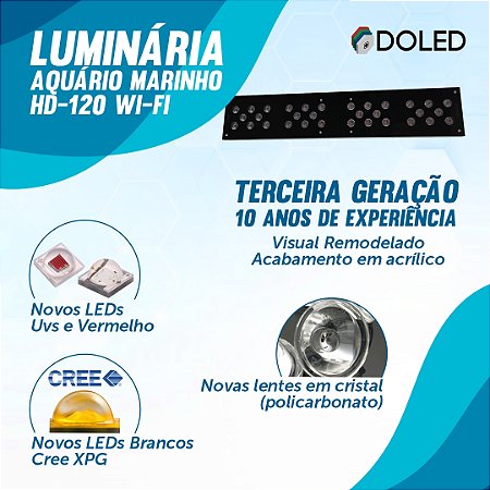 Luminária Doled Aquário Marinho HD-120V3 Wi-Fi