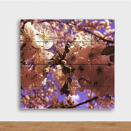 Painel Decorativo Sakuras fundo Lilás - Quadrado