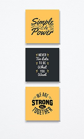 Trio Quadrado de Azulejos - Motivacional Amarelo