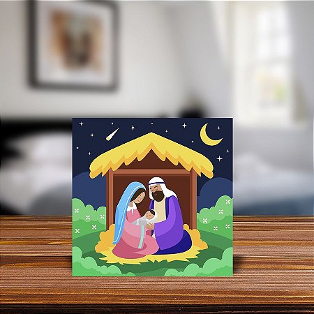 Azulejo Decorativo - Presépio - Natal -  Sagrada Família MOD 37