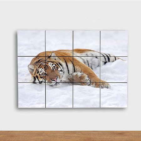 Painel Decorativo Tigre na Neve