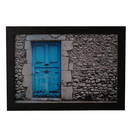Quadro Decorativo Porta Azul Vintage