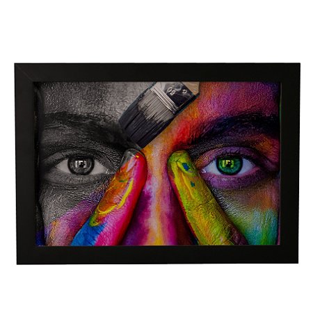 Quadro Decorativo Rosto Aquarela Preto e Branco