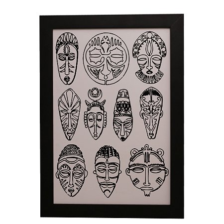 Quadro Decorativo Máscaras Indígenas