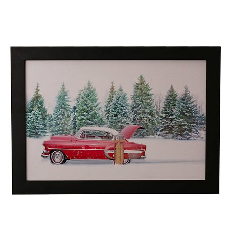 Quadro Decorativo Carro Vintage na Neve