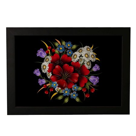 Quadro Decorativo Buquê Fundo Preto