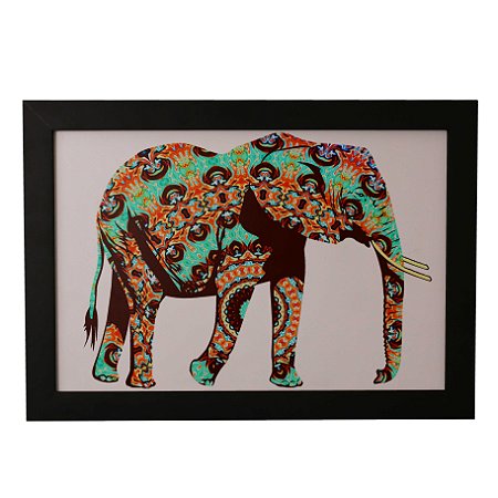 Quadro Decorativo Elefante Colorido