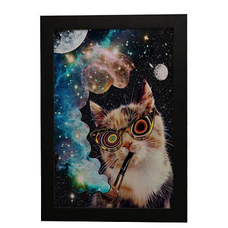 Quadro Decorativo Gatinho Psicodélico