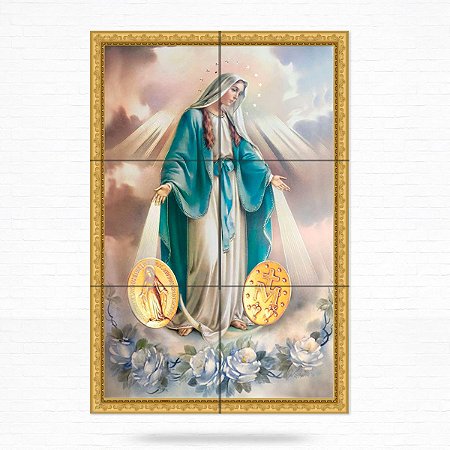 Painel Decorativo de Azulejo Nossa Senhora Medalha Milagrosa