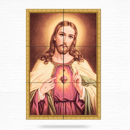 Painel Decorativo de Azulejo do Sagrado Coração de Jesus