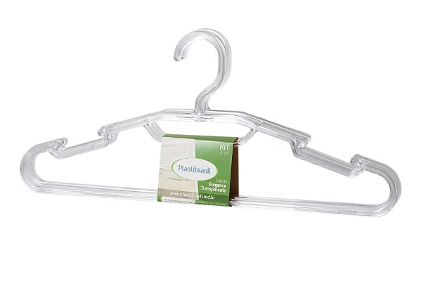 CABIDE ELEGANCE KIT COM 3 - TRANSPARENTE - 84 UNIDADES - Loja Plastibrasil  - Fábrica de Cabides - Copos - Utilidades Domesticas