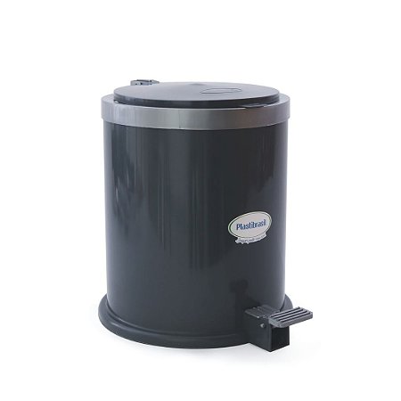 LIXEIRA COM PEDAL PREMIUM 13 LITROS - CHUMBO - 6 PEÇAS