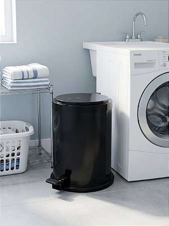 LIXEIRA COM PEDAL PRIME 13 LITROS - PRETA - TOTAL 6 PEÇAS