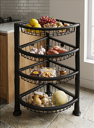 ORGANIZADOR/FRUTEIRA TRIANGULAR PREMIUM 4 ANDARES - TOTAL 4 UNIDADES
