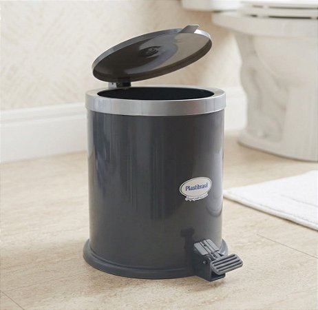 LIXEIRA COM PEDAL PREMIUM 8 LITROS - CHUMBO - TOTAL 6 PEÇAS