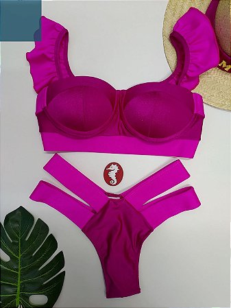 Biquini retrô sereia rosa