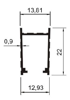 Perfil De Alumínio Montante P/ Box Acrílico Linha Leve - Barra Com 6Mts - Fosco Ou Brilhante (Cód. Bx-028)
