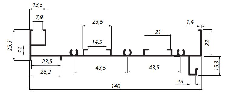 Perfil De Alumínio Equivalente À Linha Integrada Mn001 - Barra Com 6Mts - Varias Cores